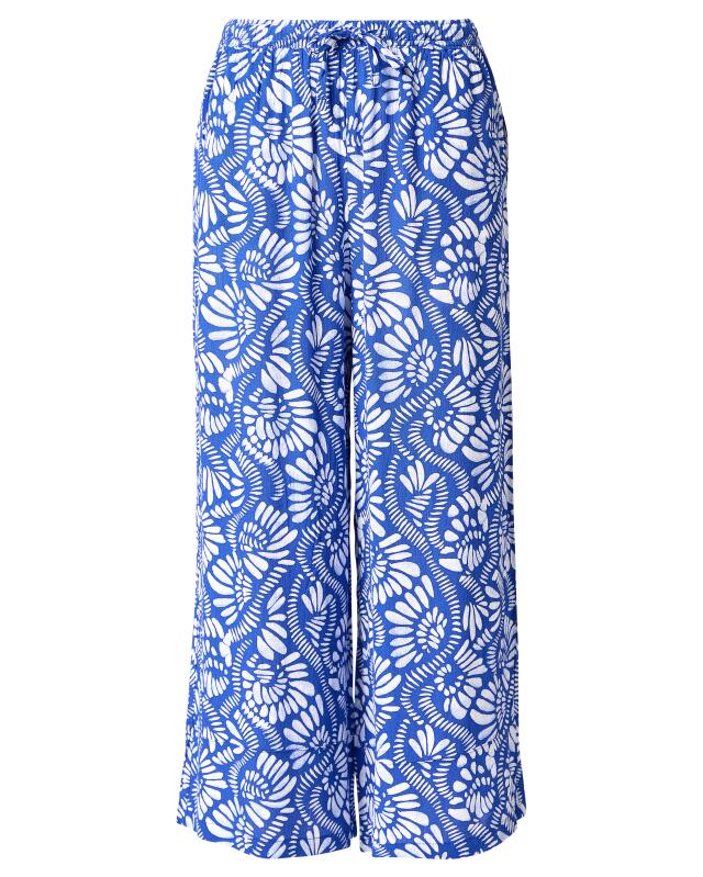 سروال 7/8 من الفيسكوز للنساء، أزرق مطبوع (KiK 7/8-Hose aus Viskose (blau bedruckt)) — KiK, منتج ألماني أصلي في المغرب