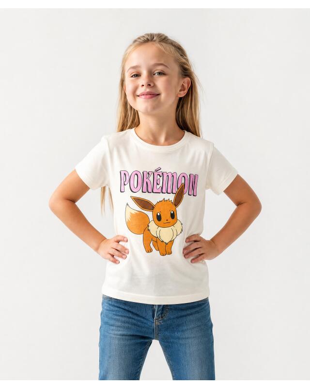 Cotton T-shirt for girls, off-white (KiK T-Shirt aus Baumwolle (offwhite)) — KiK, authentic German product in Morocco