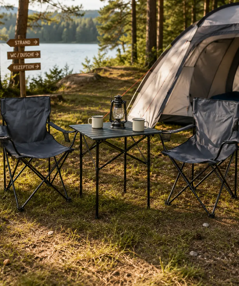 Campingset mit Klapptisch und 2 Sthlen, anthrazit