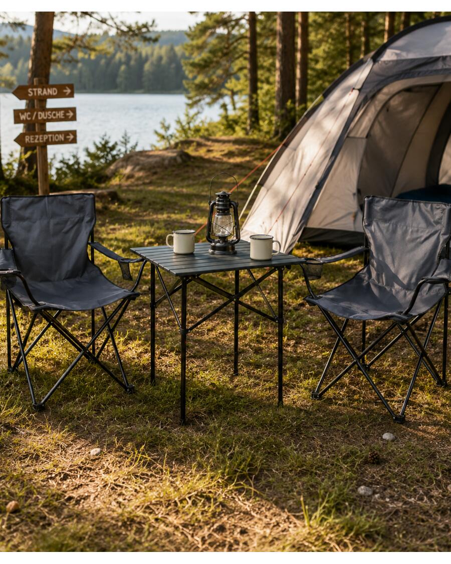 Campingset mit Klapptisch und 2 Sthlen, anthrazit