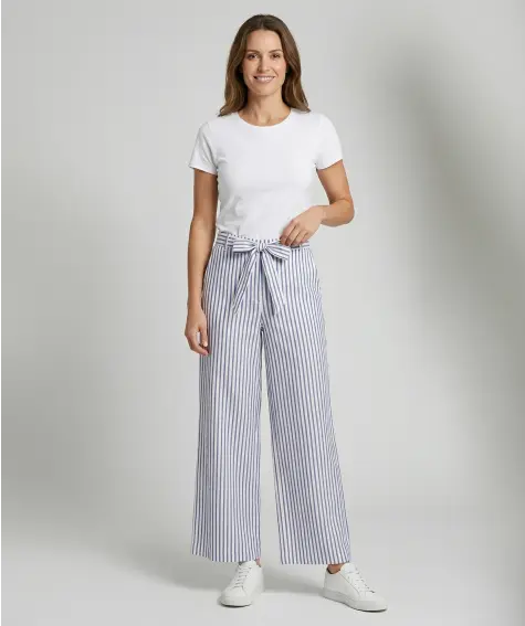 Streifenhose High Rise in Weiß/Blau