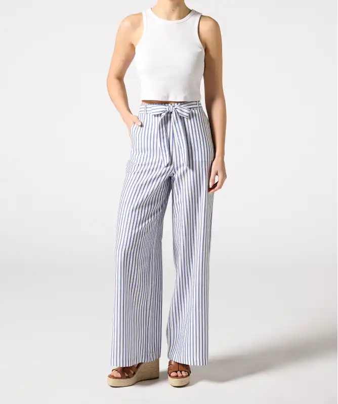 Broek gestreept in wit/blauw