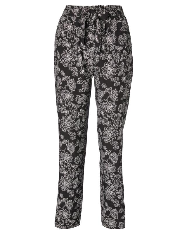 Pantalon en viscose à ceinture à nouer femme, noir/blanc (KiK Viskose-Hose mit Bindegürtel (schwarz/weiß)) — KiK, produit allemand authentique au Maroc