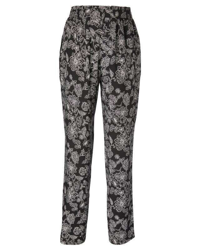 Pantalon en viscose à ceinture à nouer femme, noir/blanc (KiK Viskose-Hose mit Bindegürtel (schwarz/weiß)) — KiK, produit allemand authentique au Maroc
