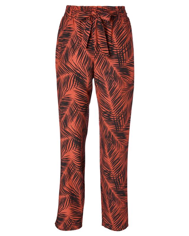 Pantalon en viscose à ceinture à nouer femme, noir/marron (KiK Viskose-Hose mit Bindegürtel (schwarz/braun)) — KiK, produit allemand authentique au Maroc