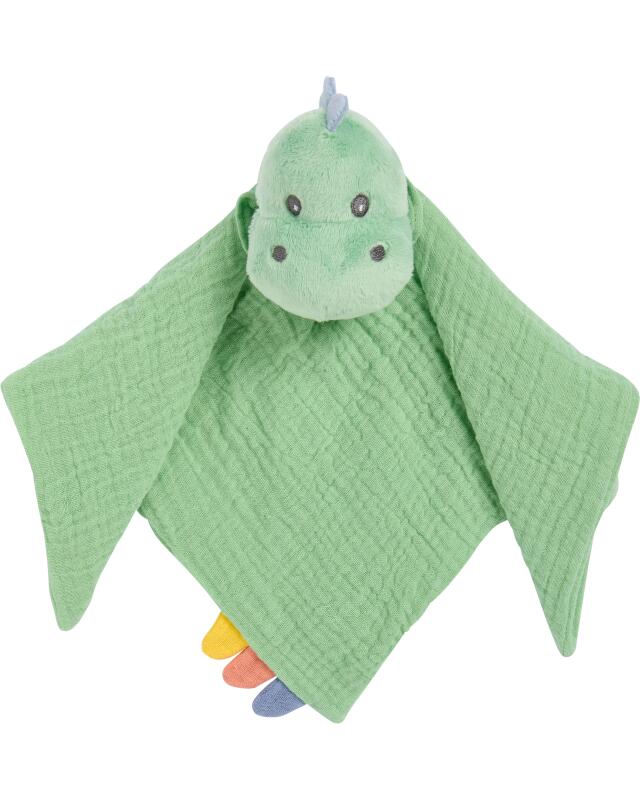 Doudou dinosaure bébé garçon, vert menthe (KiK Schmusetuch Dino (mintgrün)) — KiK, produit allemand authentique au Maroc