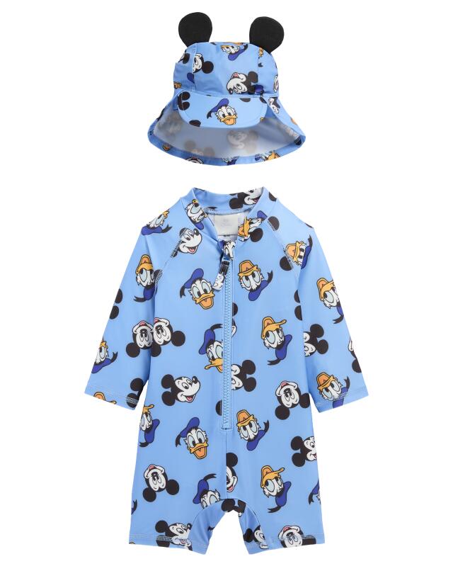 Combinaison de bain + bonnet anti-UV bébé garçon, bleu clair (KiK Schwimmanzug + Mütze mit UV-Schutz (hellblau)) — KiK, produit allemand authentique au Maroc