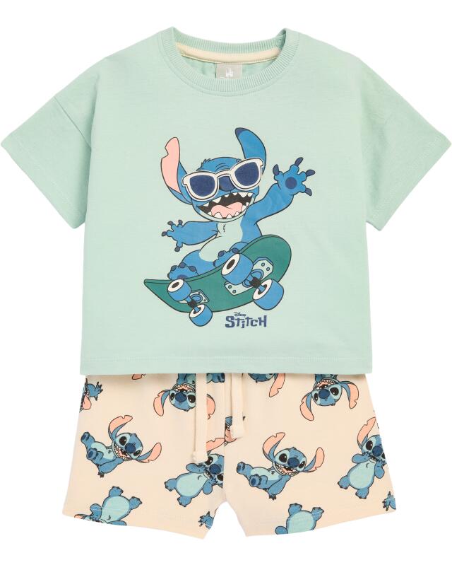 تيشيرت Stitch + شورت للرضيع، أخضر نعناعي (KiK Stitch T-Shirt + Shorts (mintgrün)) — KiK, منتج ألماني أصلي في المغرب