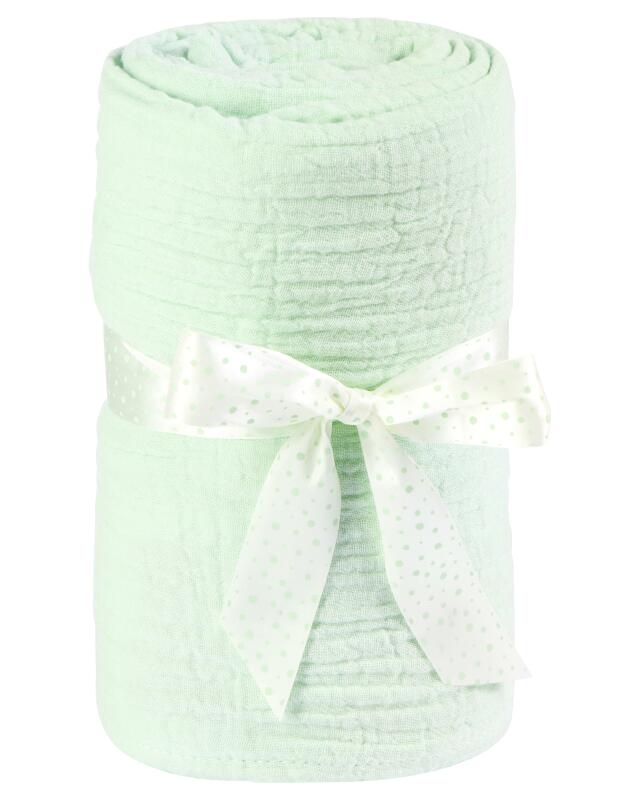 Langes en mousseline avec ruban à nœud bébé fille, vert menthe (KiK Mullwindeln mit Schleifenband (mintgrün)) — KiK, produit allemand authentique au Maroc