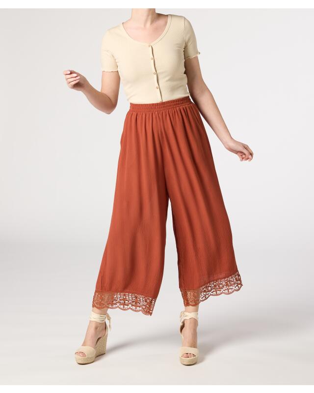 Wide-leg culottes for women, rust brown — KiK, authentic German product in Morocco