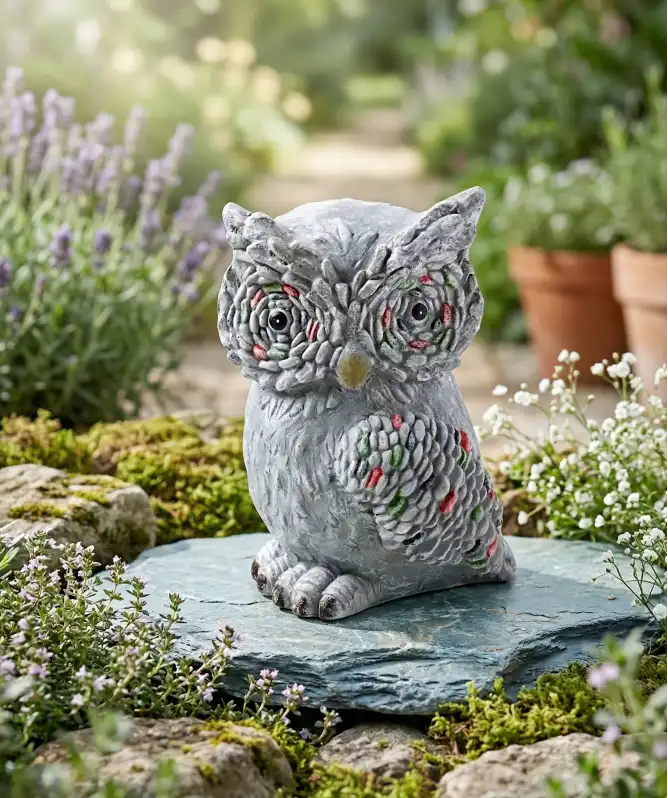 Garten Deko-Eule in Mosaikoptik