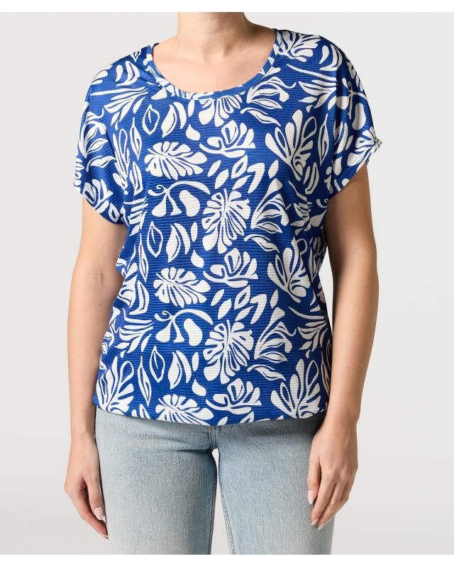 تيشيرت بحبل تضييق للنساء، أزرق مطبوع (KiK T-Shirt mit Tunnelzug (blau bedruckt)) — KiK, منتج ألماني أصلي في المغرب