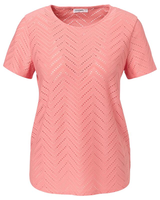 T-shirt à motif ajouré femme, rose clair (KiK T-Shirt mit Lochmuster (hellrosa)) — KiK, produit allemand authentique au Maroc