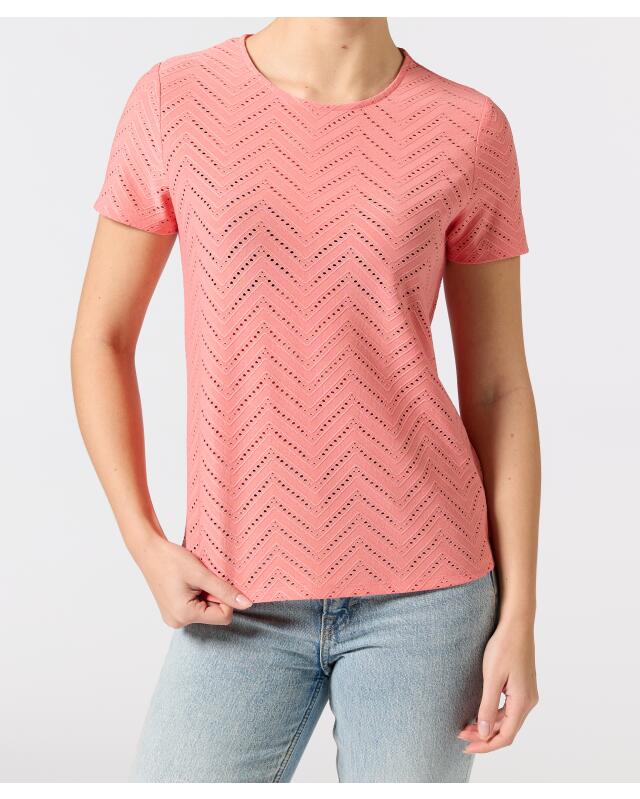 T-shirt à motif ajouré femme, rose clair (KiK T-Shirt mit Lochmuster (hellrosa)) — KiK, produit allemand authentique au Maroc
