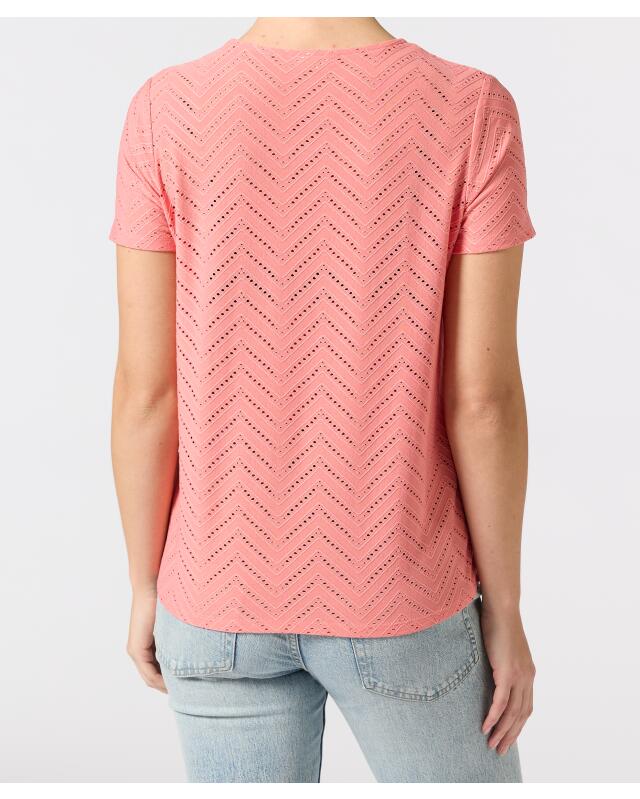 T-shirt à motif ajouré femme, rose clair (KiK T-Shirt mit Lochmuster (hellrosa)) — KiK, produit allemand authentique au Maroc