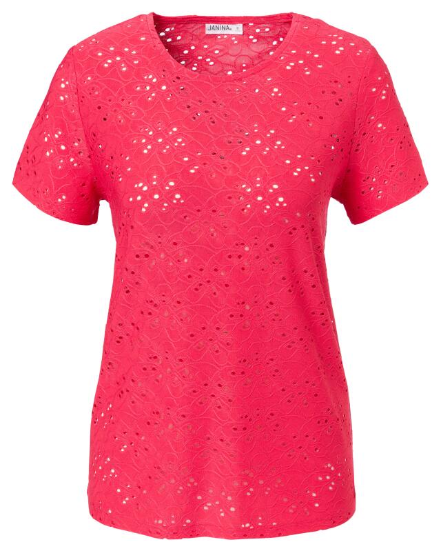 T-shirt with perforated pattern for women, hot pink (KiK T-Shirt mit Lochmuster (pink)) — KiK, authentic German product in Morocco