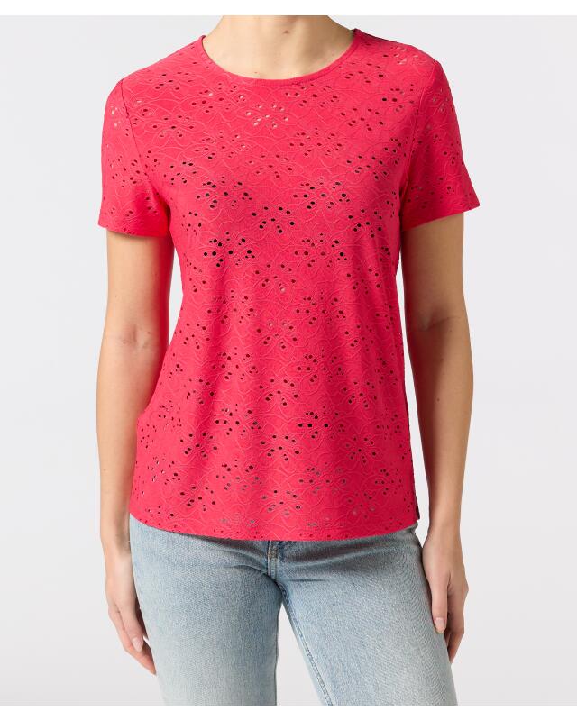 T-shirt with perforated pattern for women, hot pink (KiK T-Shirt mit Lochmuster (pink)) — KiK, authentic German product in Morocco