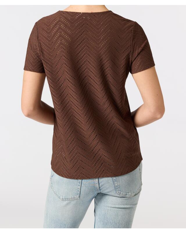 T-shirt à motif ajouré femme, marron (KiK T-Shirt mit Lochmuster (braun)) — KiK, produit allemand authentique au Maroc