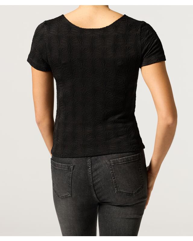 T-shirt texturé femme, noir (KiK Strukturiertes T-Shirt (schwarz)) — KiK, produit allemand authentique au Maroc