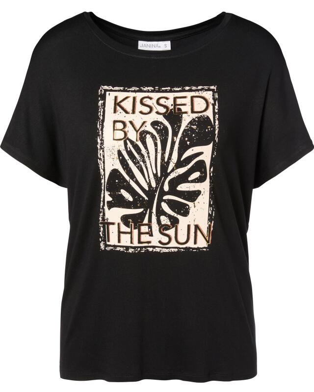 T-shirt à imprimé scintillant femme, noir imprimé (KiK T-Shirt mit Schimmer-Print (schwarz bedruckt)) — KiK, produit allemand authentique au Maroc