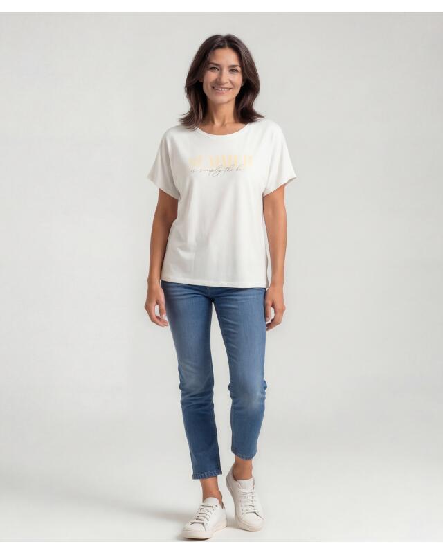 T-shirt à imprimé scintillant femme, blanc imprimé (KiK T-Shirt mit Schimmer-Print (weiß bedruckt)) — KiK, produit allemand authentique au Maroc
