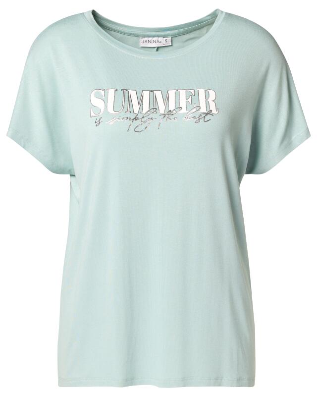 T-shirt à imprimé scintillant femme, vert menthe (KiK T-Shirt mit Schimmer-Print (mintgrün)) — KiK, produit allemand authentique au Maroc