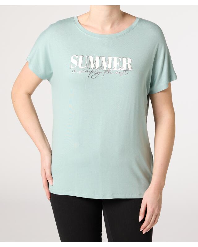 T-shirt à imprimé scintillant femme, vert menthe (KiK T-Shirt mit Schimmer-Print (mintgrün)) — KiK, produit allemand authentique au Maroc