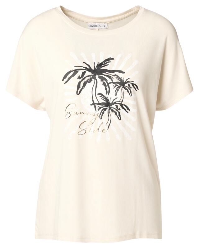T-shirt à imprimé scintillant femme, beige (KiK T-Shirt mit Schimmer-Print (Beige)) — KiK, produit allemand authentique au Maroc