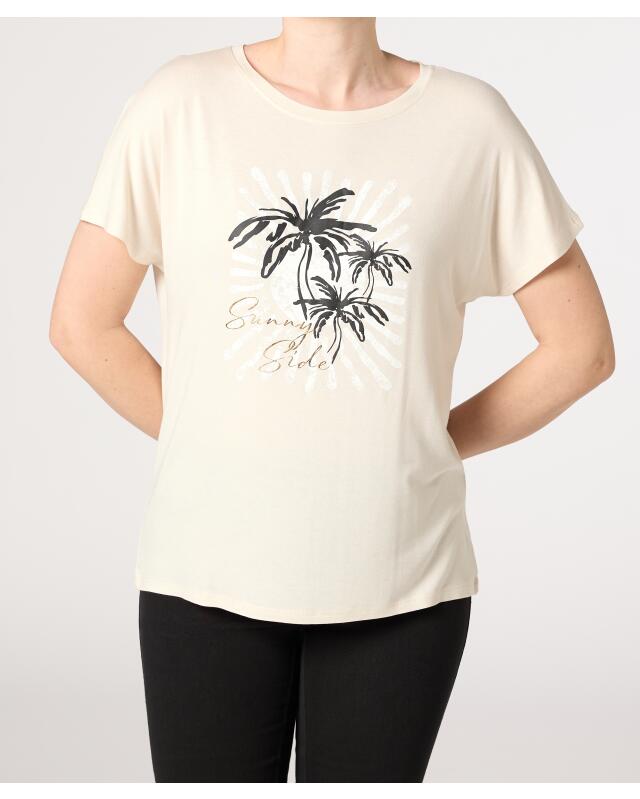 T-shirt à imprimé scintillant femme, beige (KiK T-Shirt mit Schimmer-Print (Beige)) — KiK, produit allemand authentique au Maroc