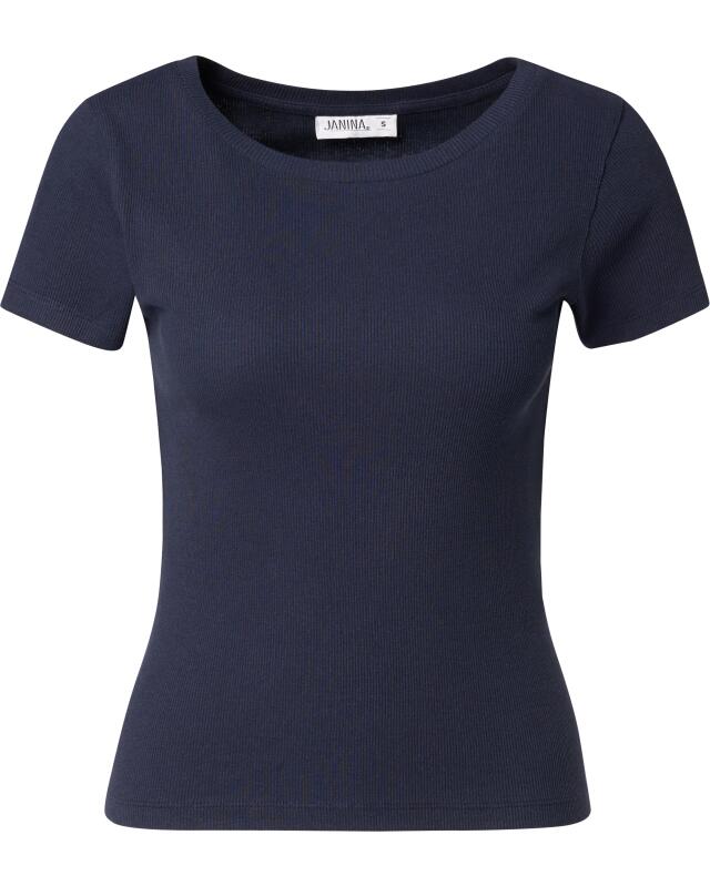 T-shirt côtelé femme, bleu marine (KiK Geripptes T-Shirt (dunkelblau)) — KiK, produit allemand authentique au Maroc