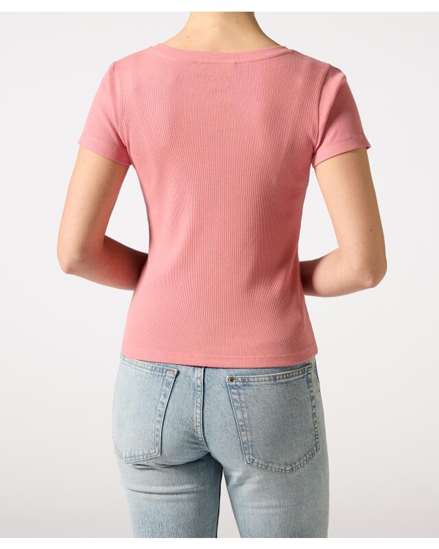 T-shirt côtelé femme, rose clair (KiK Geripptes T-Shirt (hellrosa)) — KiK, produit allemand authentique au Maroc