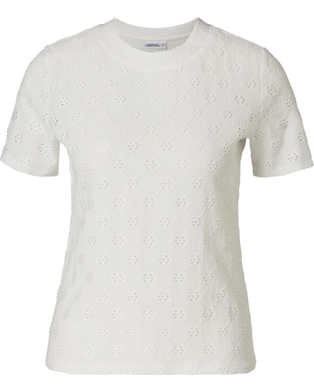 T-shirt à motif ajouré femme, blanc (KiK T-Shirt mit Lochmuster (weiß)) — KiK, produit allemand authentique au Maroc