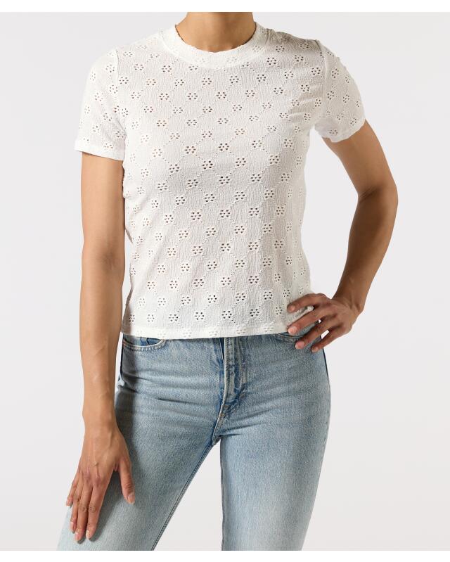 T-shirt à motif ajouré femme, blanc (KiK T-Shirt mit Lochmuster (weiß)) — KiK, produit allemand authentique au Maroc