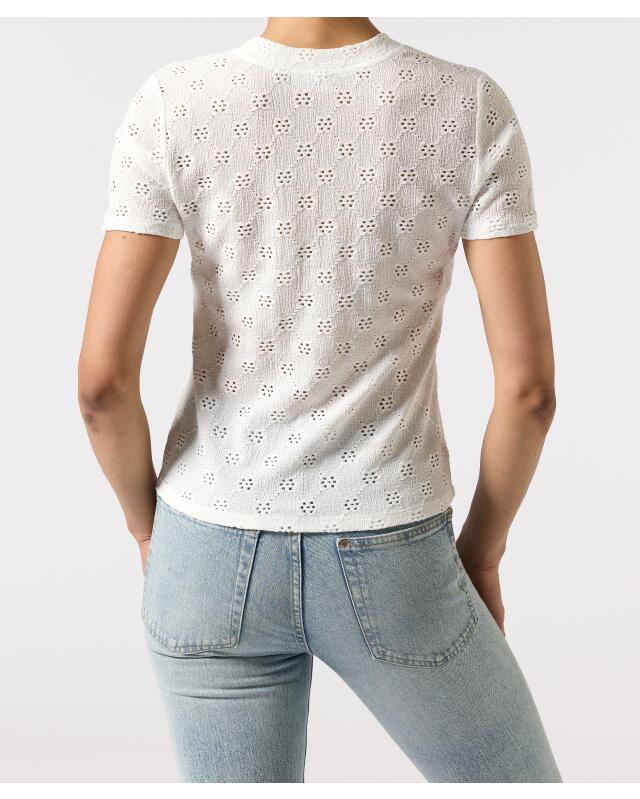T-shirt à motif ajouré femme, blanc (KiK T-Shirt mit Lochmuster (weiß)) — KiK, produit allemand authentique au Maroc