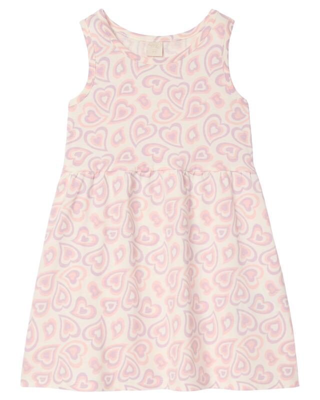 Heart print dress for girls, cream (KiK Kleid mit Herzmuster (creme)) — KiK, authentic German product in Morocco