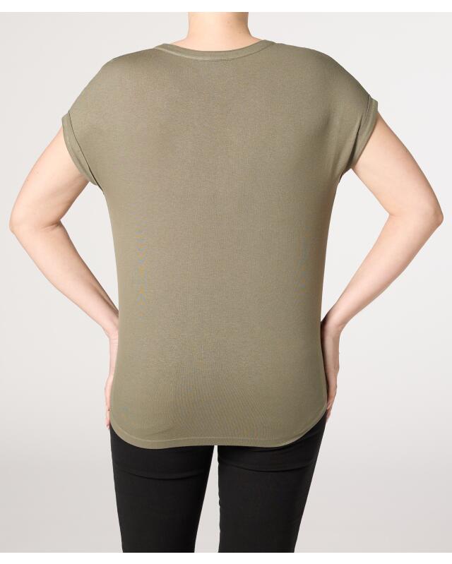 T-shirt à empiècement en dentelle femme, kaki (KiK T-Shirt mit Einsatz aus Spitze (Khaki)) — KiK, produit allemand authentique au Maroc