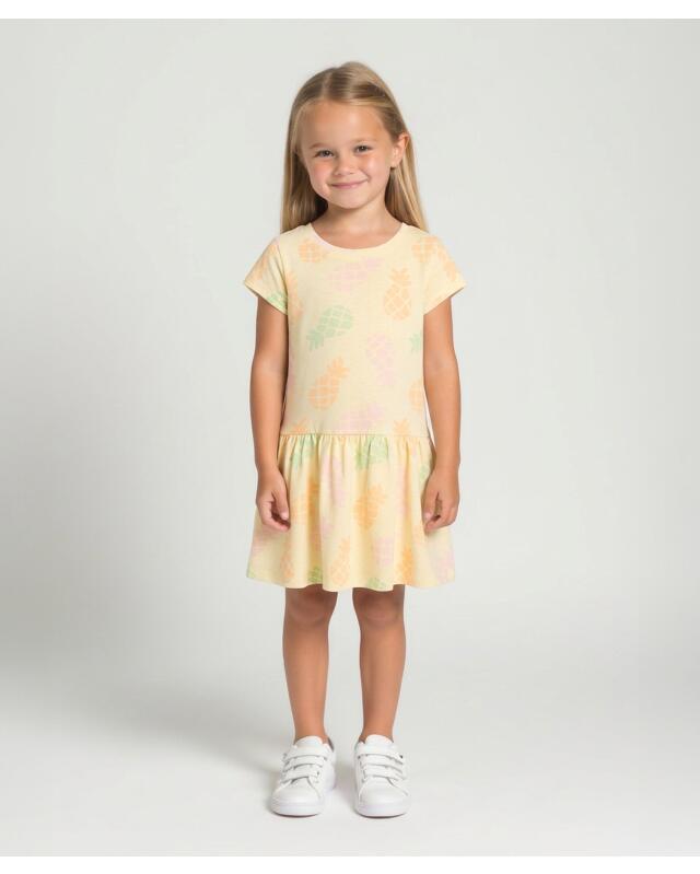 Robe à ananas fille, beige (KiK Kleid mit Ananas (Beige)) — KiK, produit allemand authentique au Maroc