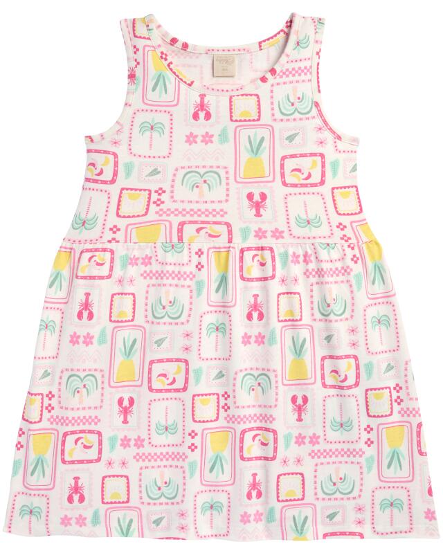 فستان بنقشة شاملة للبنات، كريمي (KiK Kleid mit Allover-Print (creme)) — KiK, منتج ألماني أصلي في المغرب
