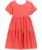 Kinder jurk met oogjesborduursel koraal