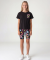 T-shirt + fietsbroek met kleurrijk patroon zwart