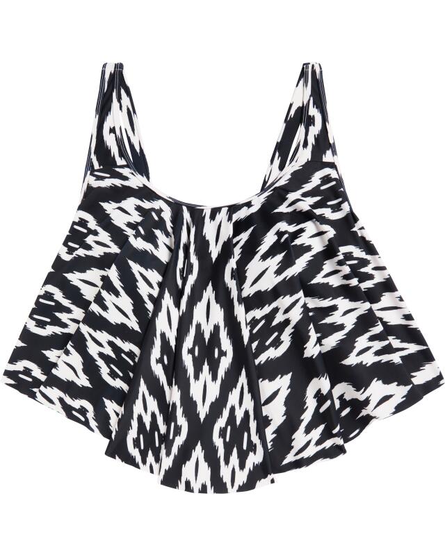 Tankini top with frill for women, black/cream — KiK, authentic German product in Morocco