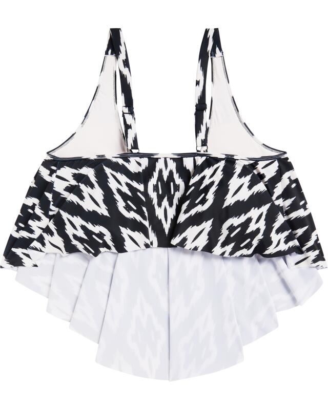 Tankini top with frill for women, black/cream (KiK Tankini-Oberteil mit Volant (schwarz/creme)) — KiK, authentic German product in Morocco