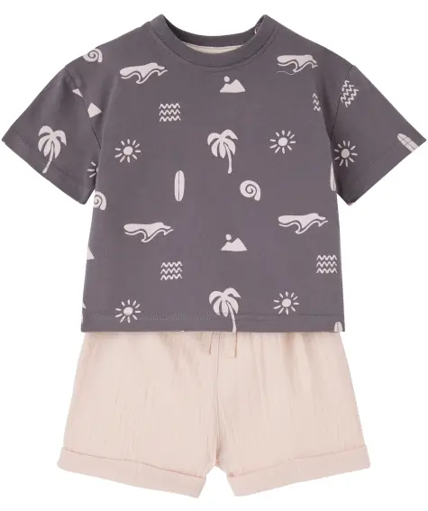 T-Shirt + Musselin-Shorts