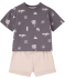 T-Shirt + Musselin-Shorts naturfarben