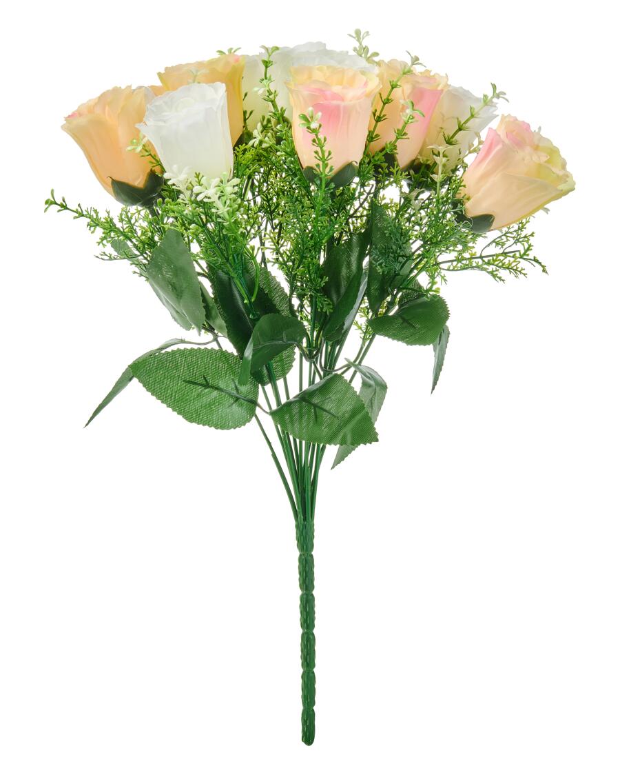 Kunstblumenstrauß Rosen, apricot/weiß
