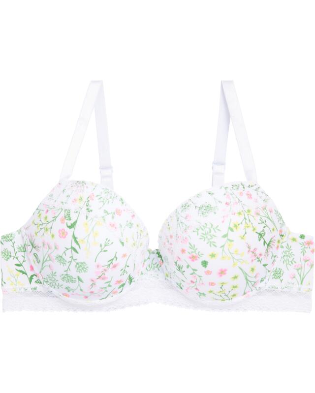 Push-up bra with floral pattern for women, white printed (KiK Push-up-BH mit floralem Muster (weiß bedruckt)) — KiK, authentic German product in Morocco