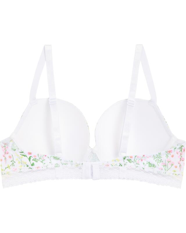 Push-up bra with floral pattern for women, white printed (KiK Push-up-BH mit floralem Muster (weiß bedruckt)) — KiK, authentic German product in Morocco