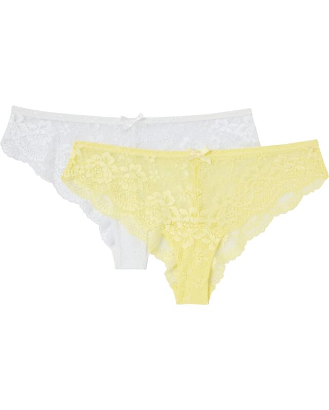 Shortys en dentelle fleurie femme, jaune (KiK Pantys aus geblümter Spitze (gelb)) — KiK, produit allemand authentique au Maroc