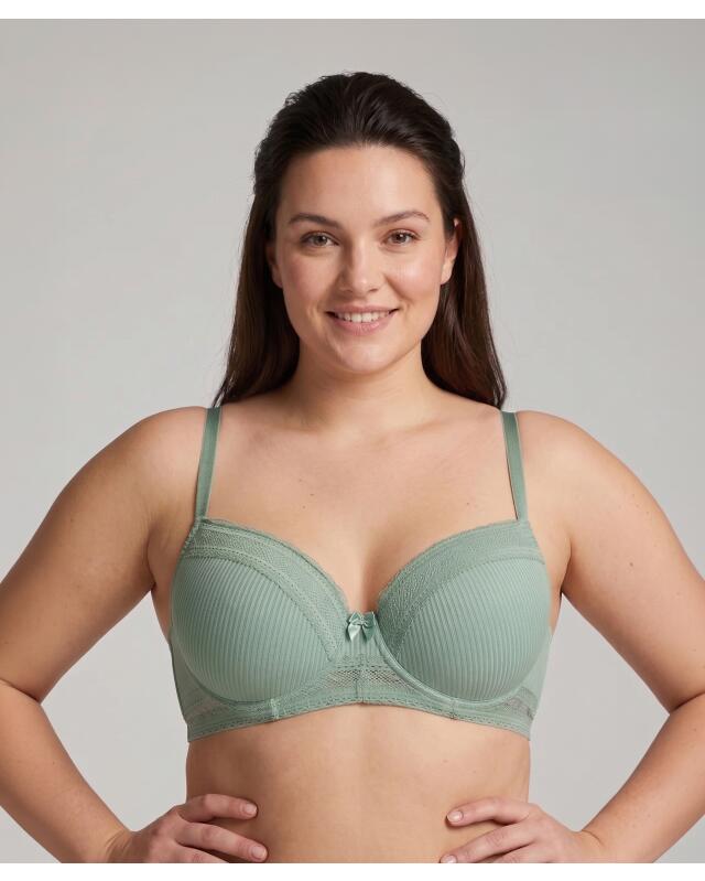 Soutien-gorge push-up côtelé femme, kaki (KiK Gerippter Push-up-BH (Khaki)) — KiK, produit allemand authentique au Maroc