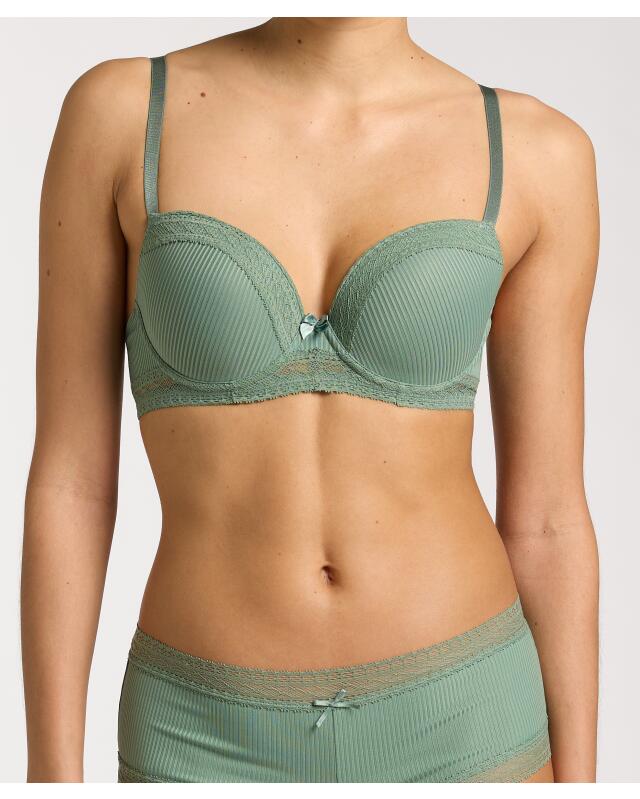 Soutien-gorge push-up côtelé femme, kaki (KiK Gerippter Push-up-BH (Khaki)) — KiK, produit allemand authentique au Maroc